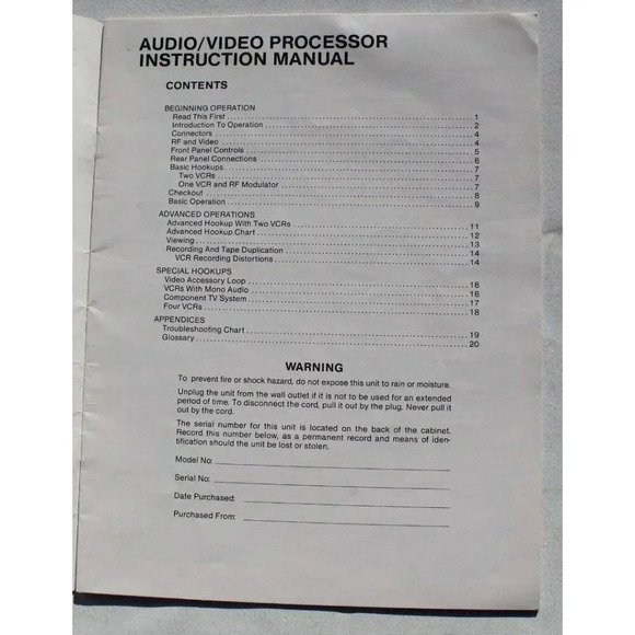 Vintage Audio / Video Processor Instruction Manual VIDICRAFT - Picture 2 of 4